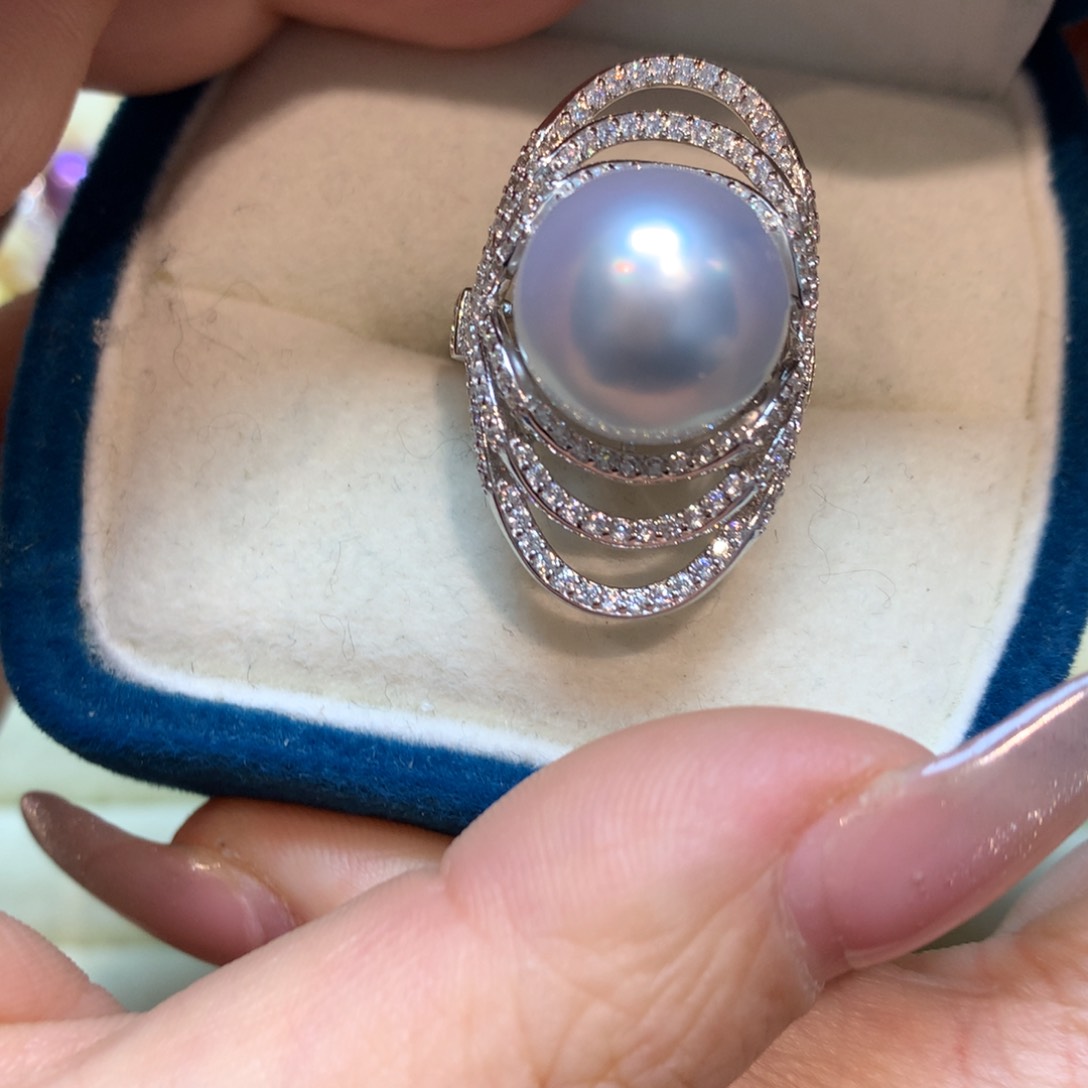 海水珍珠戒指银S925镶嵌