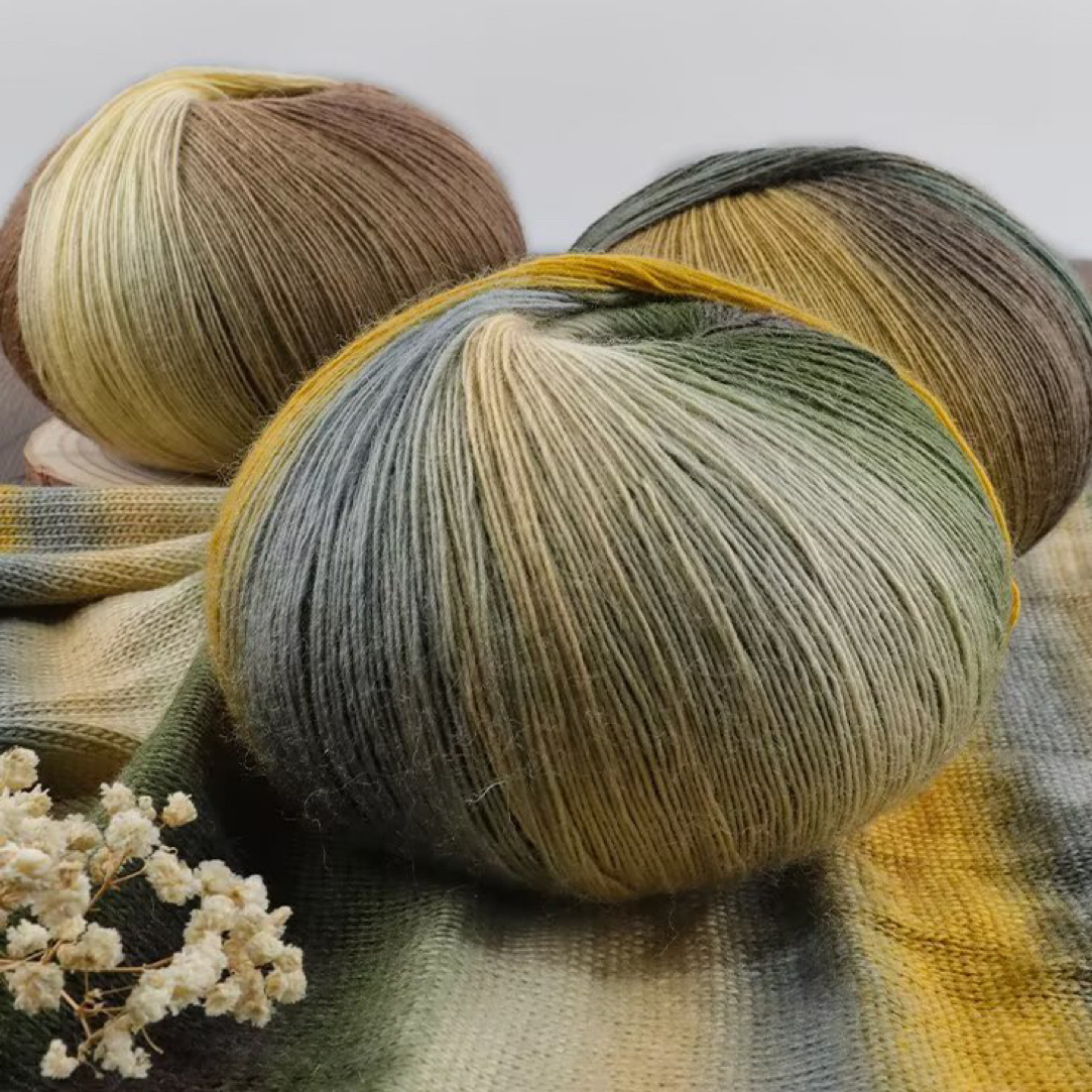 段染每团2两羊毛渐变中细精纺彩虹线手编钩织披肩毛衣毛线