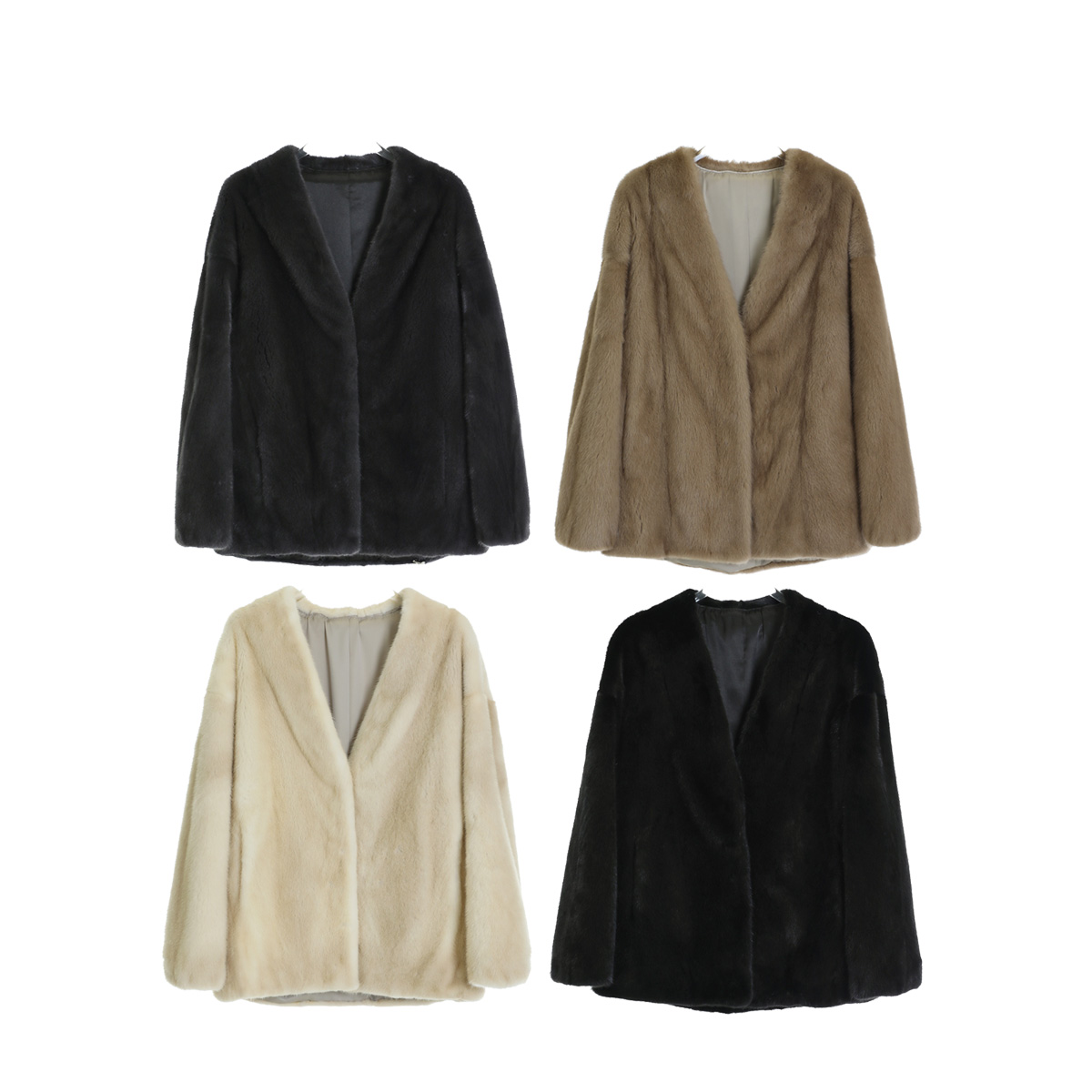 革美 时尚V领毛皮外套5C2801081