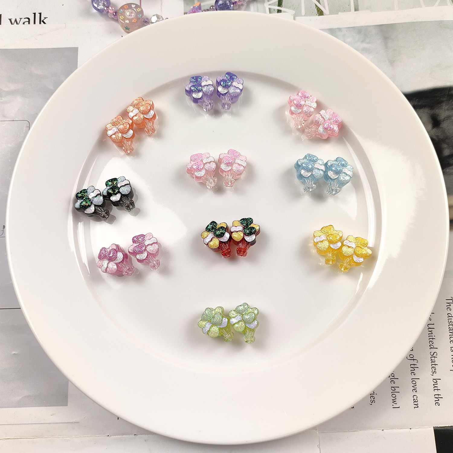 韩国家定制手绘细闪涂色爱心气球diy直孔