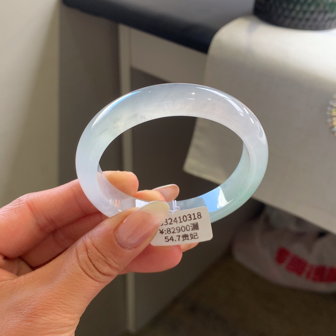 翡翠手镯未镶嵌白冰54.7贵妃