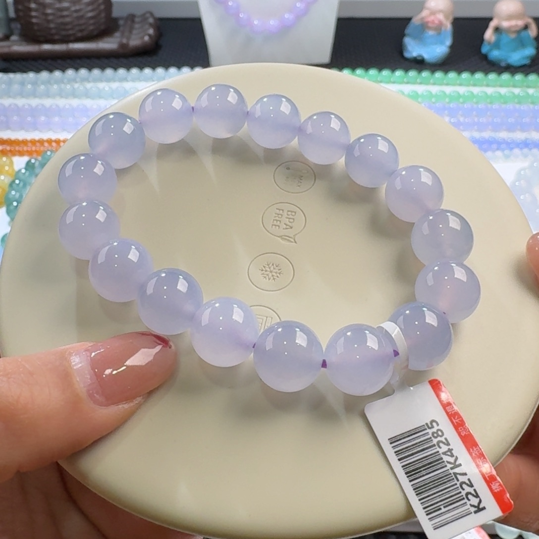 翡翠手链未镶嵌果冻粉紫单圈11.8mm