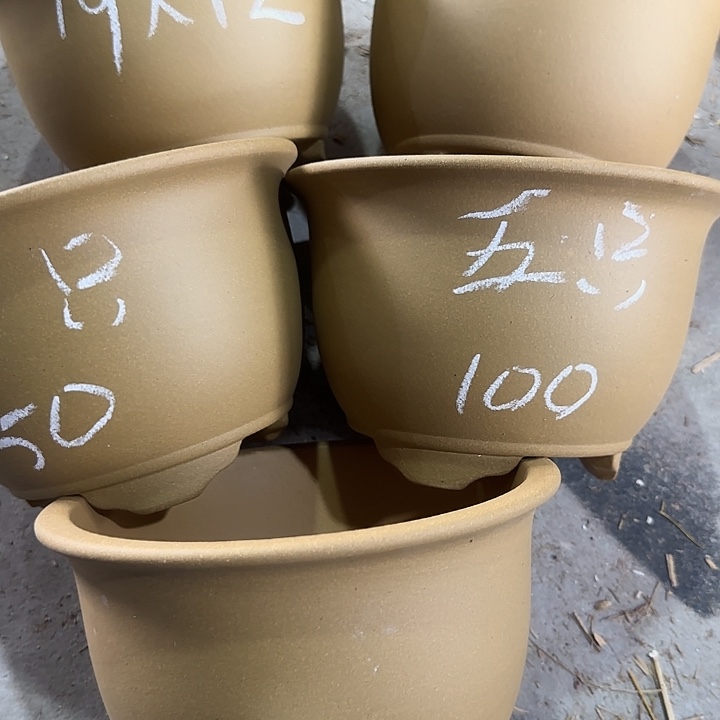 紫砂花盆大漏处理清仓一组黄段泥小号