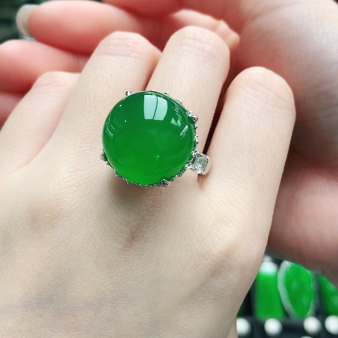 玛瑙/玉髓戒指18✖️18银S925镶嵌