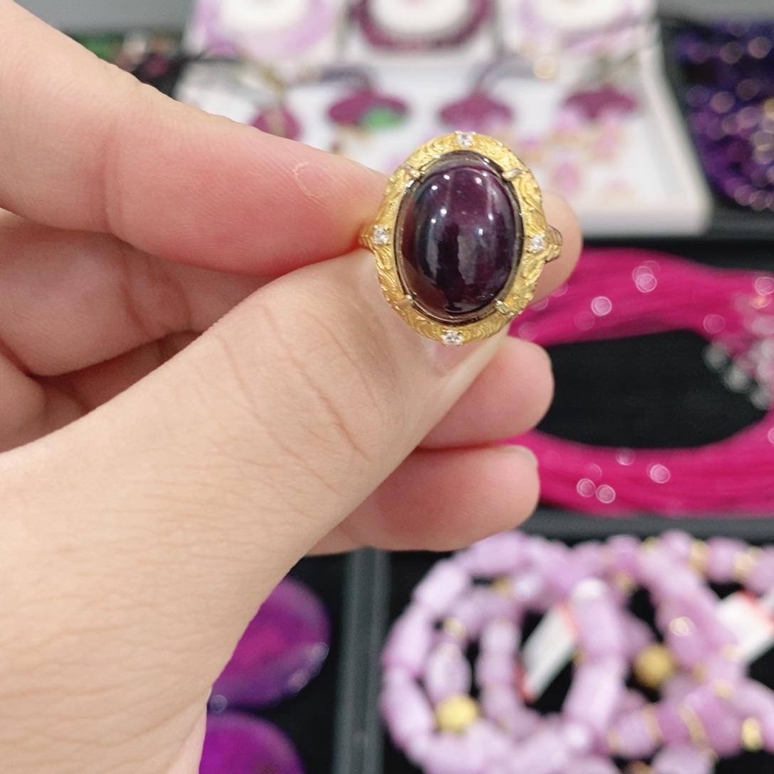 红宝石戒指银S925镶嵌