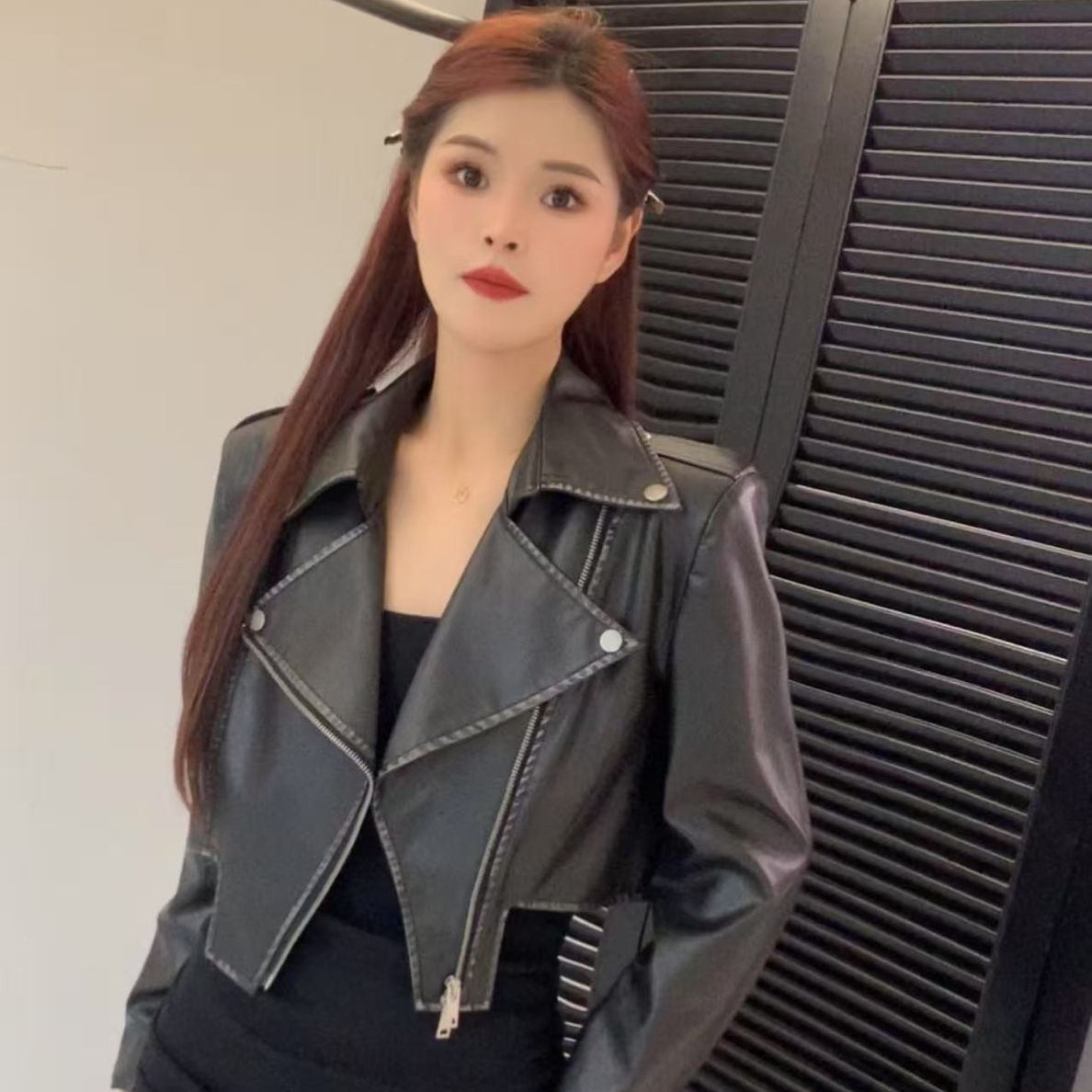 复古个性机车皮衣外套女2025春季新款设计感时尚潮酷显瘦PU皮夹克