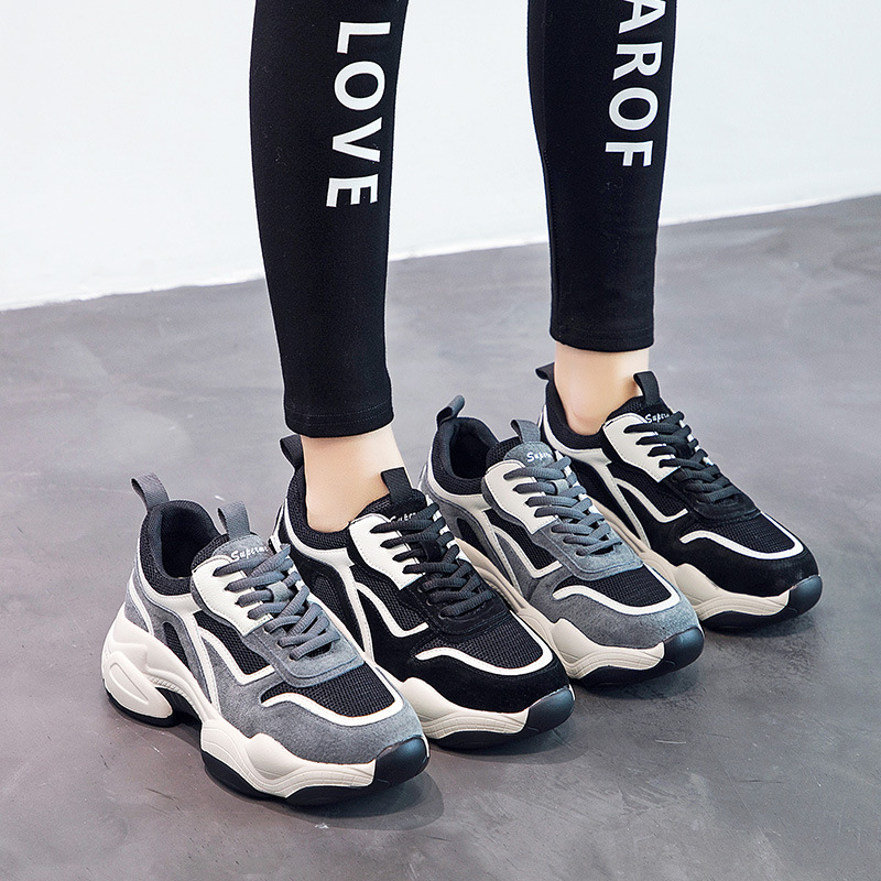 2025秋冬新款小众高颜值透气厚底老爹鞋时尚休闲运动女鞋单棉同款