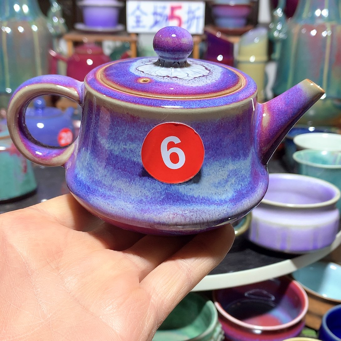 杯蜜**糖纯手工山水釉井栏壶