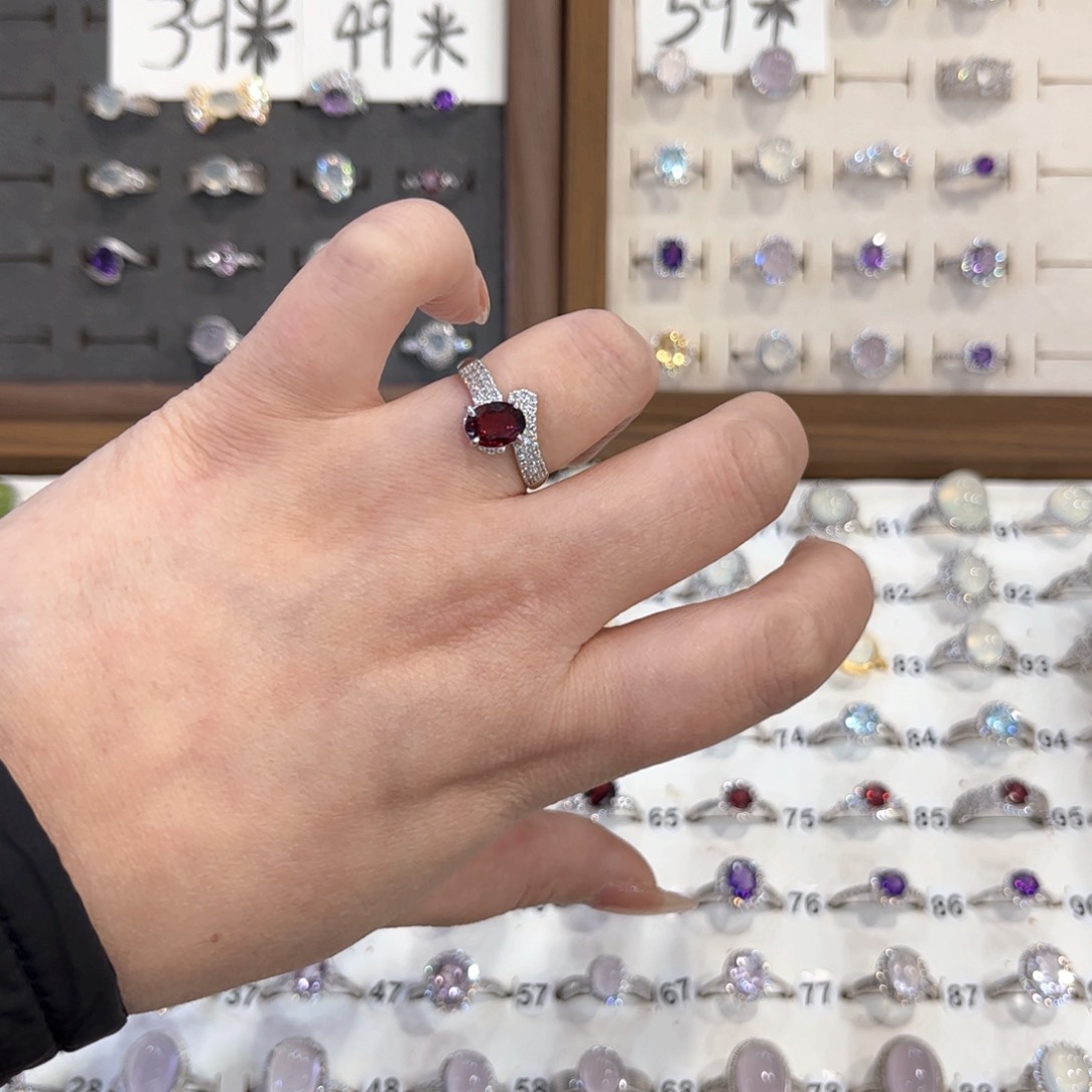 银S925镶嵌岫玉戒指露*1