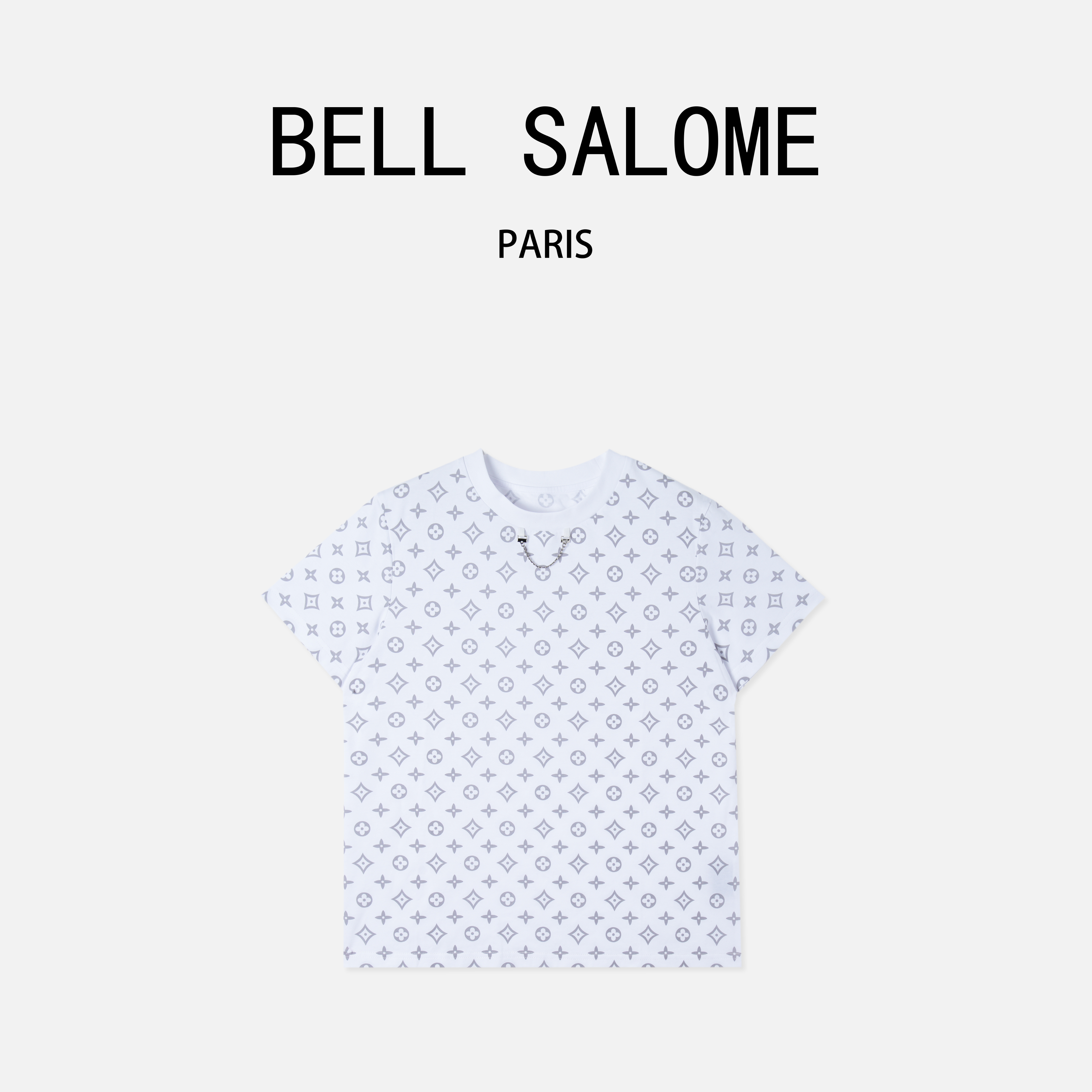 【贝贝专属】（Lucky女孩）2025经典老花全身印花链条点缀百搭圆领T恤