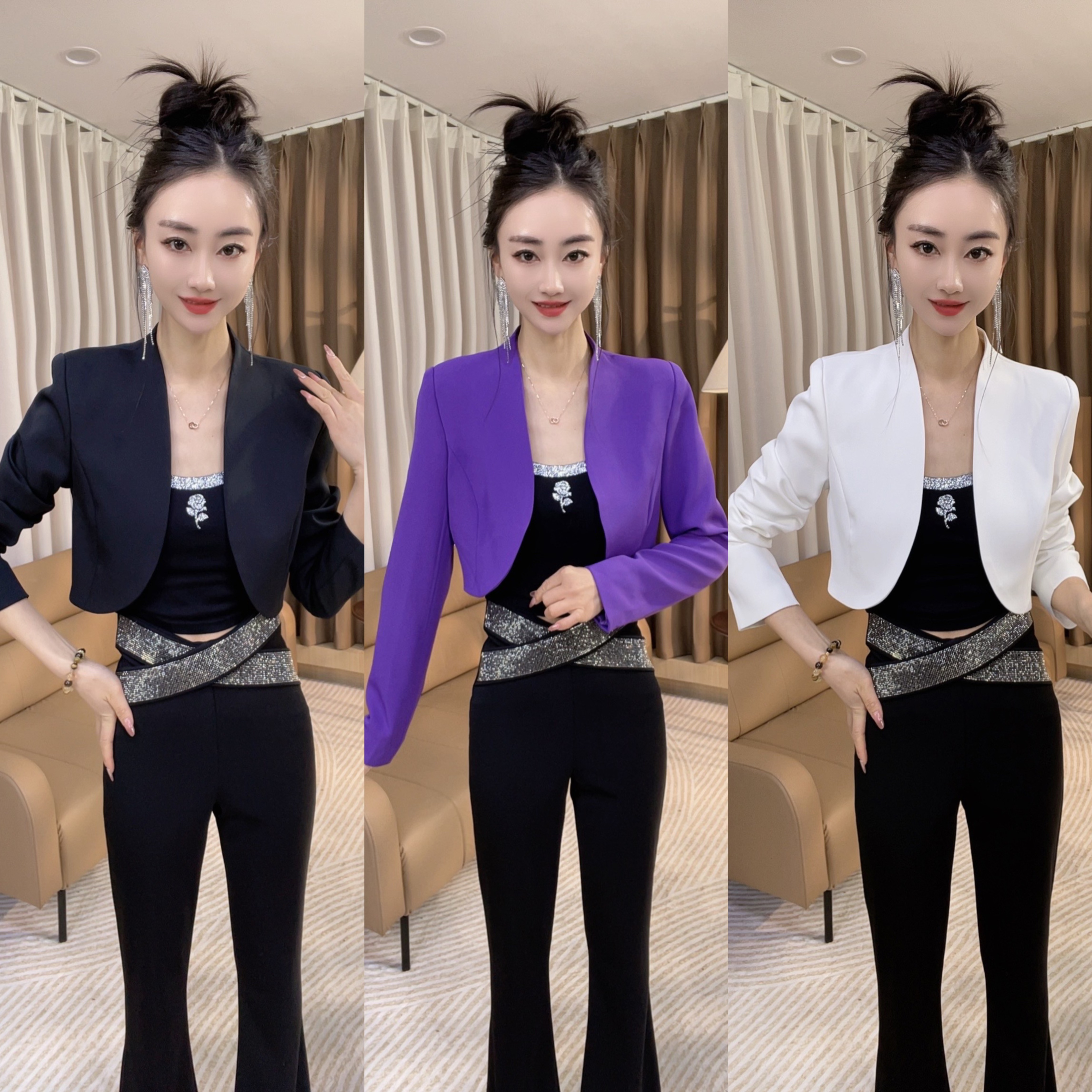 2025新品时尚简约短款纯色西装外套