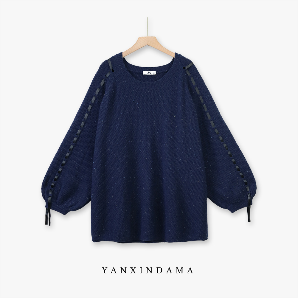 大码女装300斤胖MM韩版时尚气质设计感宽松毛针织衫10236