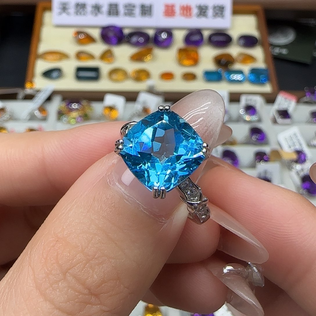 银S925镶嵌定制托帕石G 魔鬼蓝托帕石
