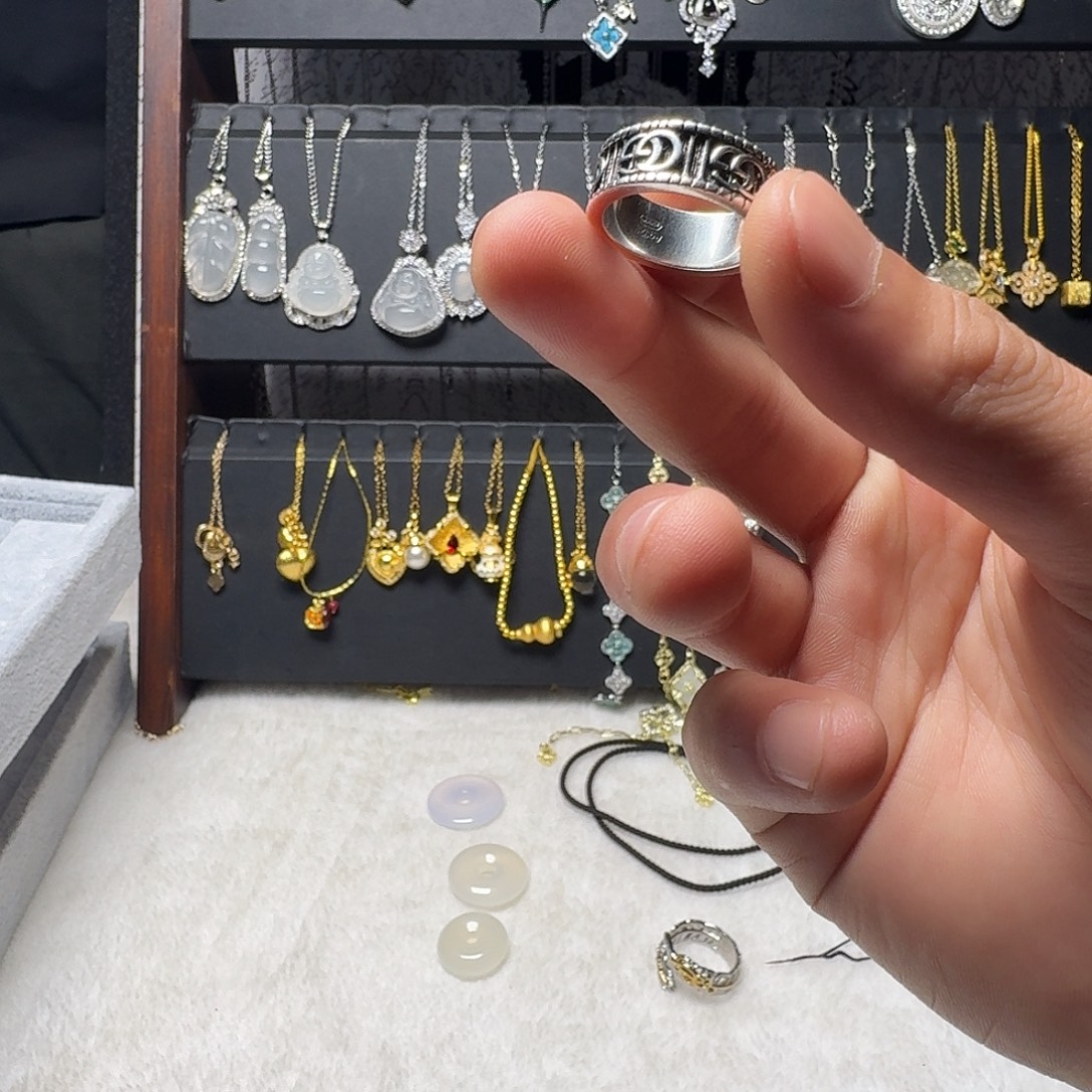 半***霄吊坠925银花岗岩gg戒指