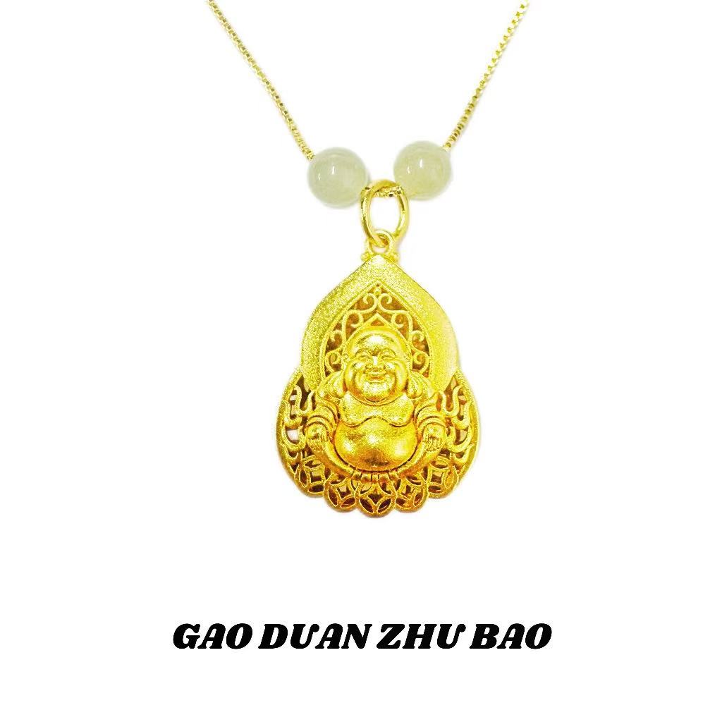 【月亮】笑口常开火焰佛和田玉珠合金镶嵌吊坠YHTY010