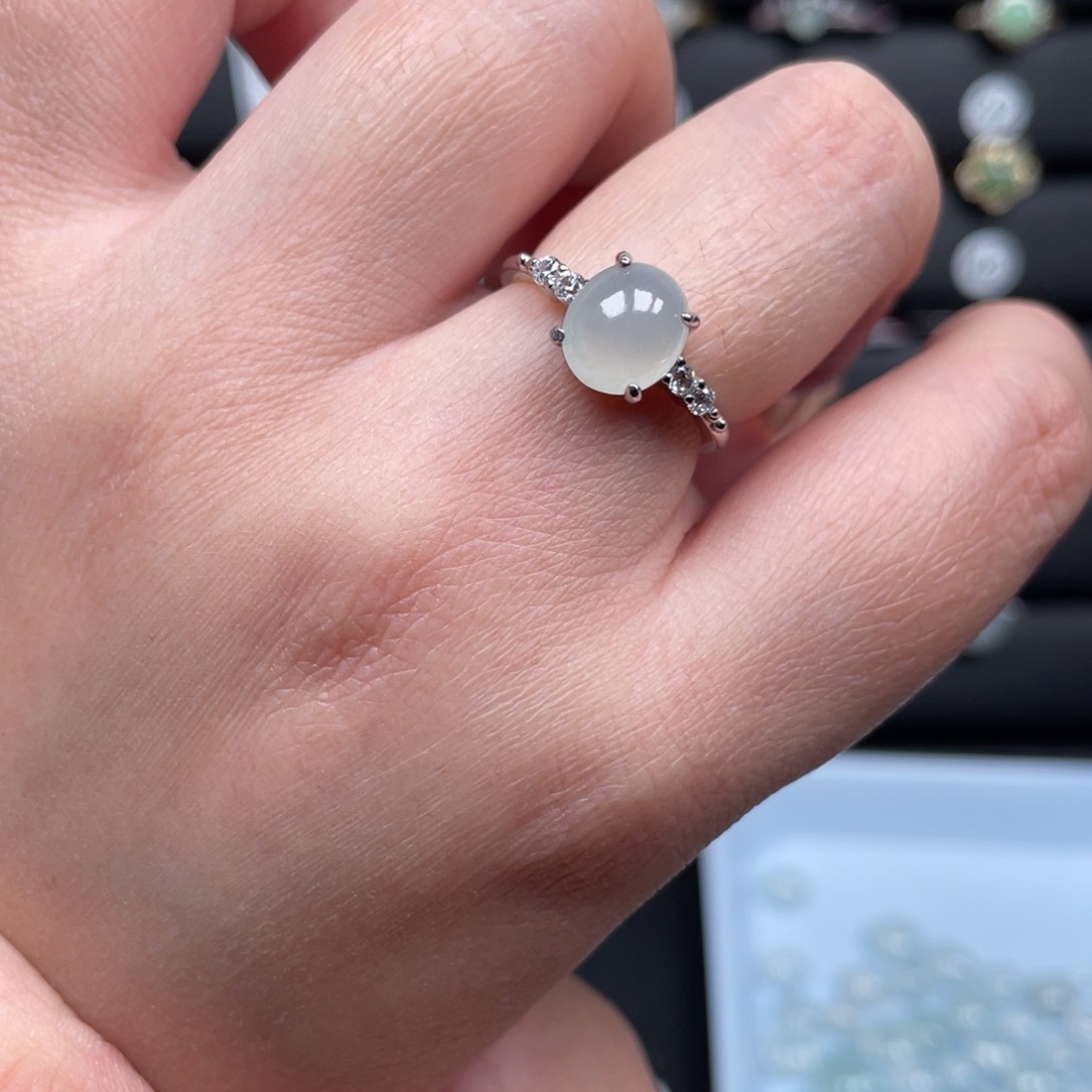 翡翠戒指银S925镶嵌戒指