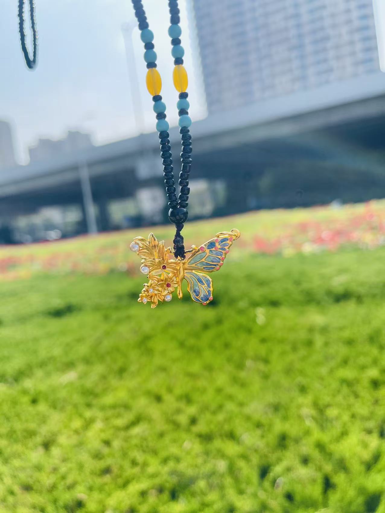 铜合金吊坠 新中式国潮风蝴蝶吊坠时尚百搭毛衣链