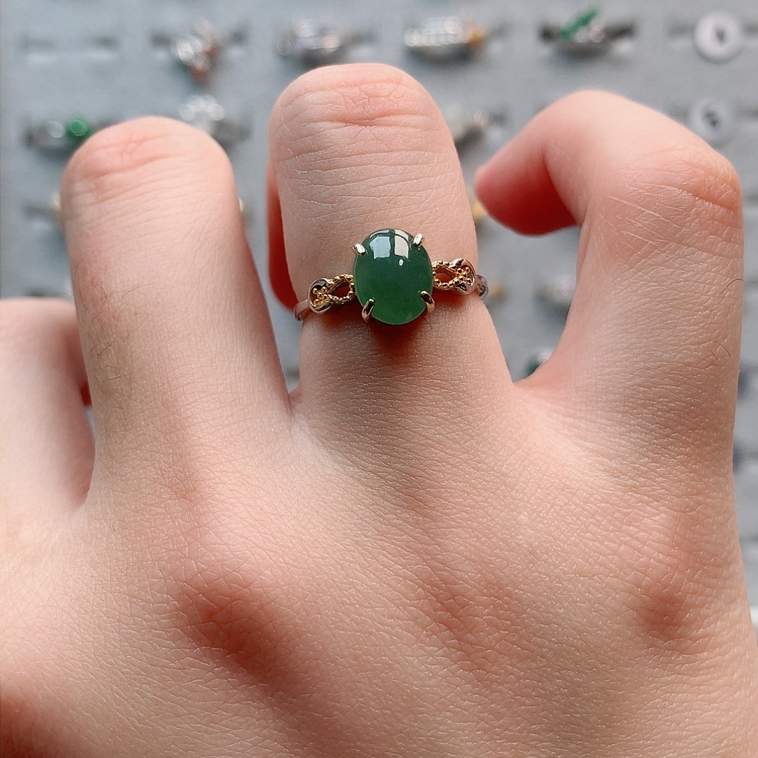 翡翠戒指银S925镶嵌0068
