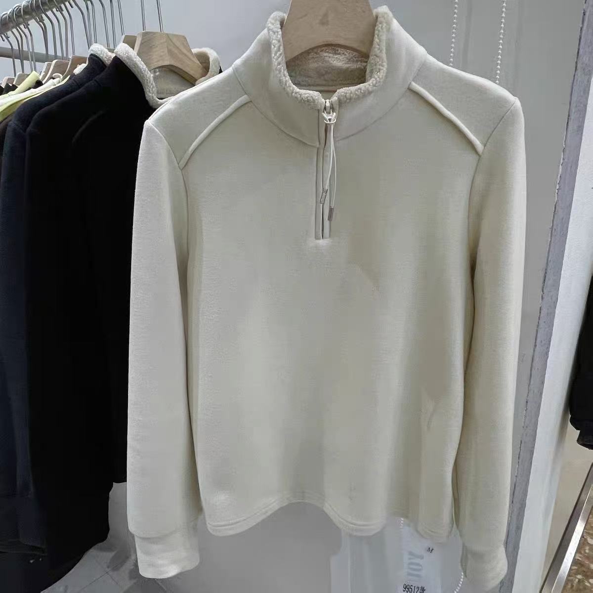 루루가−韩系立领轻职风高领半拉链长袖拼接T恤休闲套头宽松型