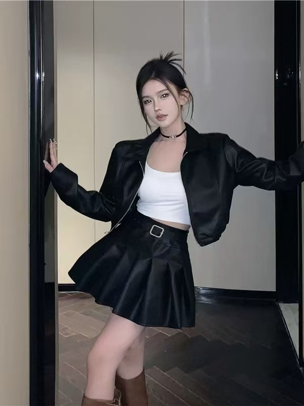 韩版甜美清新学院时尚套装上衣长袖百搭辣妹气质8727