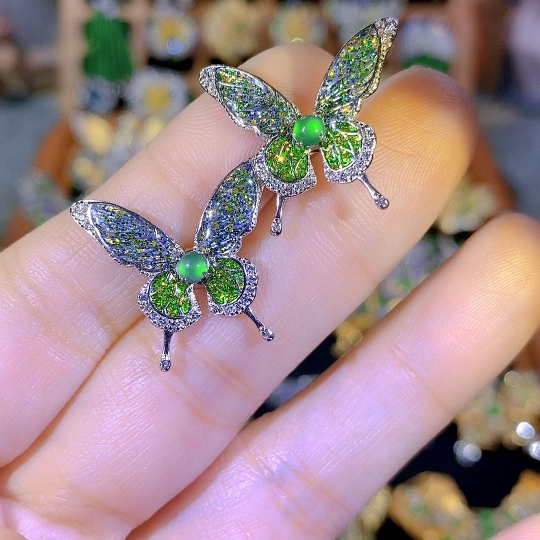 吊坠(不含链)银S925镶嵌翡翠