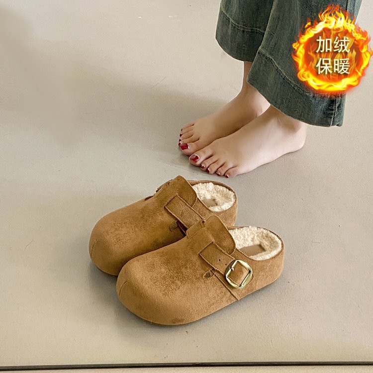 勃肯2025新款爆款秋冬反绒半拖时尚休闲鞋百搭网红保暖