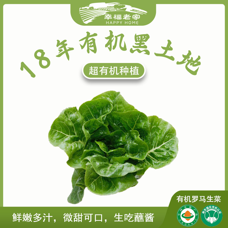 幸福老家有机罗马生菜1斤口感鲜嫩安全营养健康新鲜采农场直发