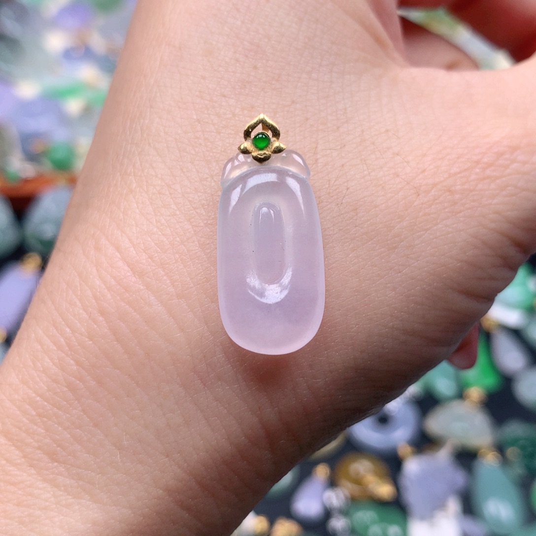 翡翠18K金镶嵌吊坠(不含链)