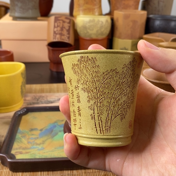 紫砂茶杯竹节主人杯