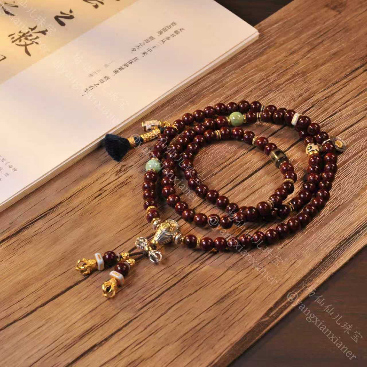【杨仙仙珠宝】银镶星月菩提多宝两用手串（7mm)- X1073自发