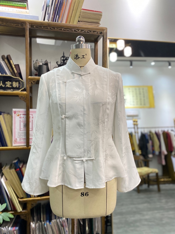 提花衬衣中式收腰显瘦衬衣