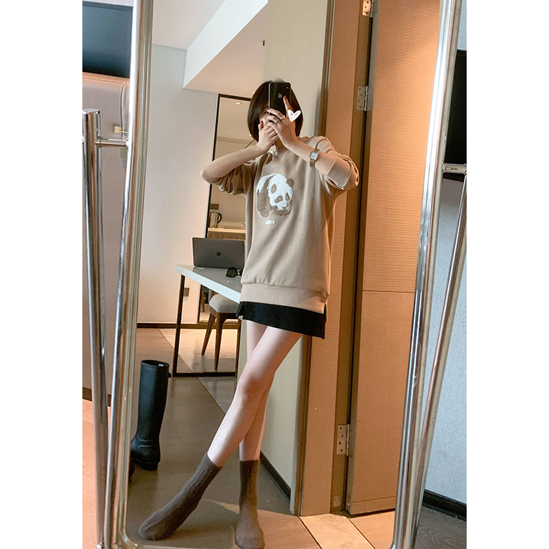 MYL 熊猫卫衣2022秋季新品长袖圆领宽松休闲时尚小熊刺绣上衣女