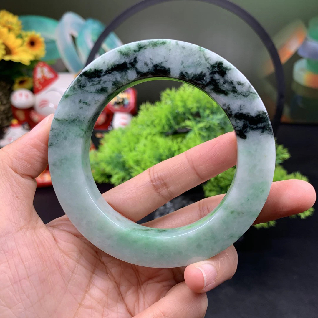 半山水手镯天然翡翠手镯定制