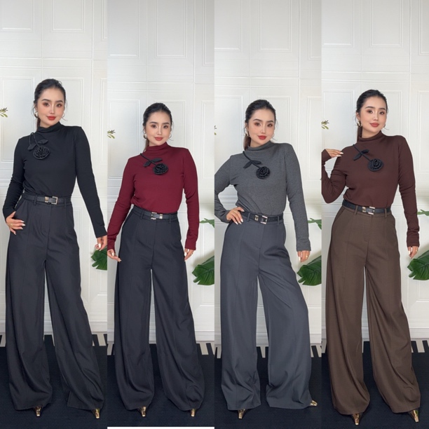 修身型花朵上衣西装裤套装1003