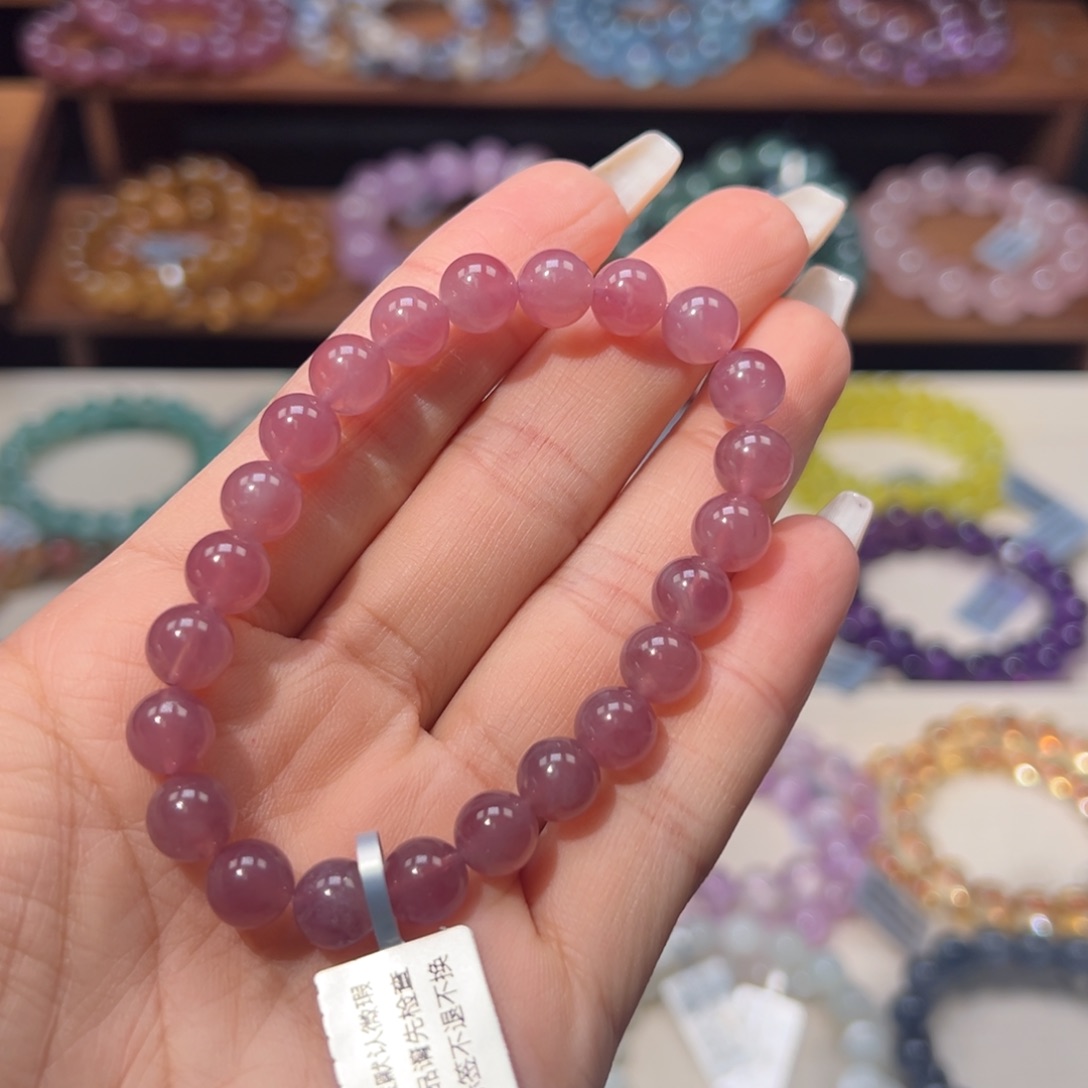 小***漏水晶手串未镶嵌收藏级紫马粉8.3mm
