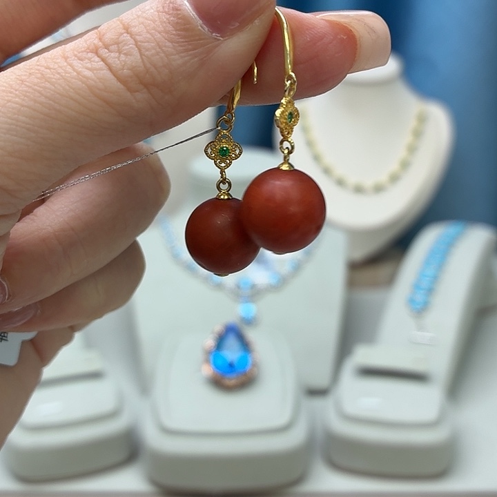 南红玛瑙银S925镶嵌吊坠(不含链)