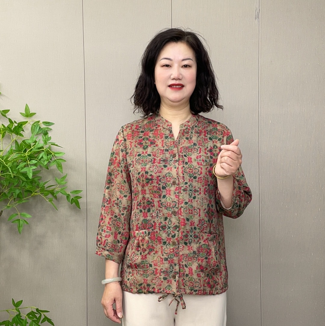 2025夏季新款九分袖洋气开衫百搭遮肚减龄气质显瘦薄款宽松妈妈装