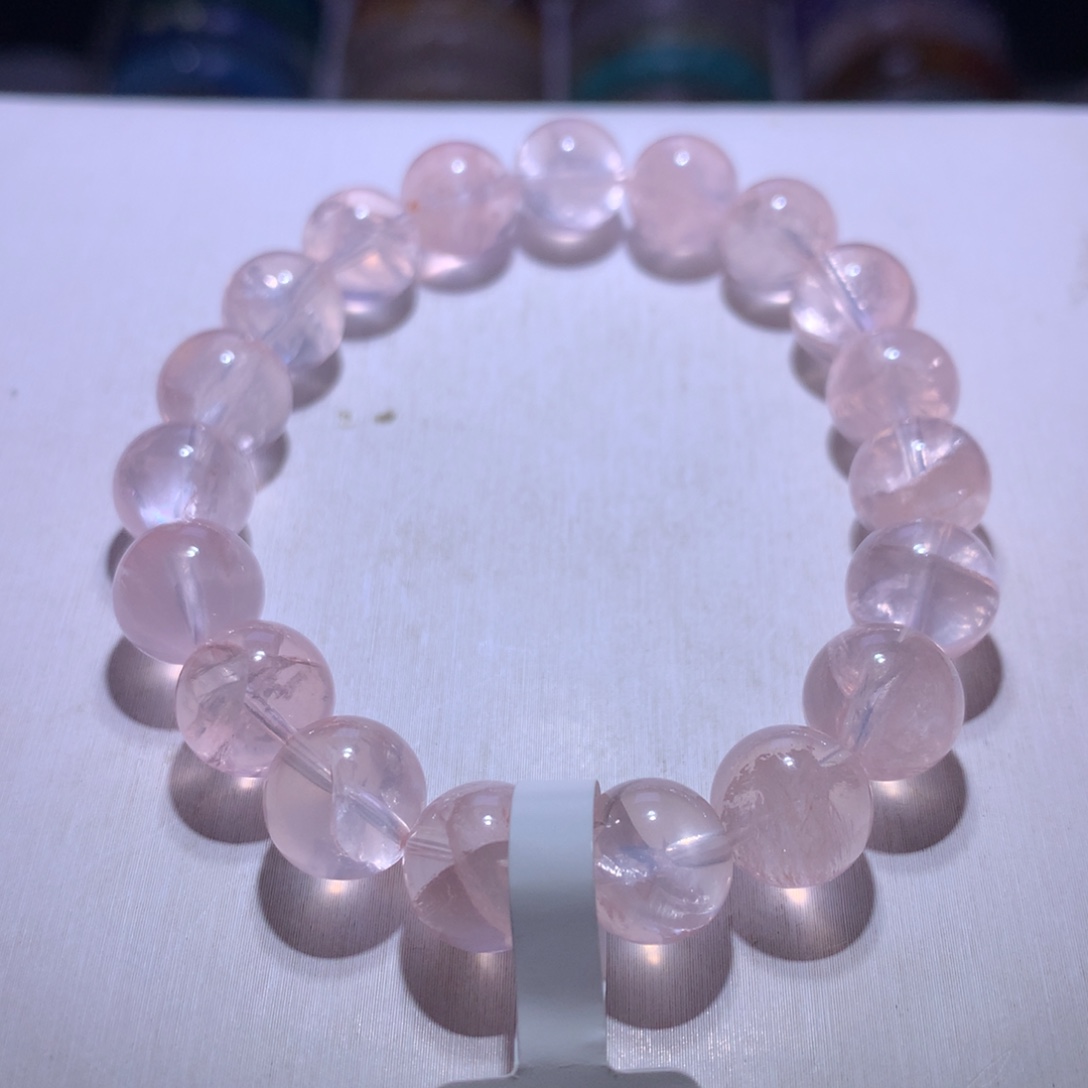 水晶手串银S925镶嵌粉啊赛10.7m