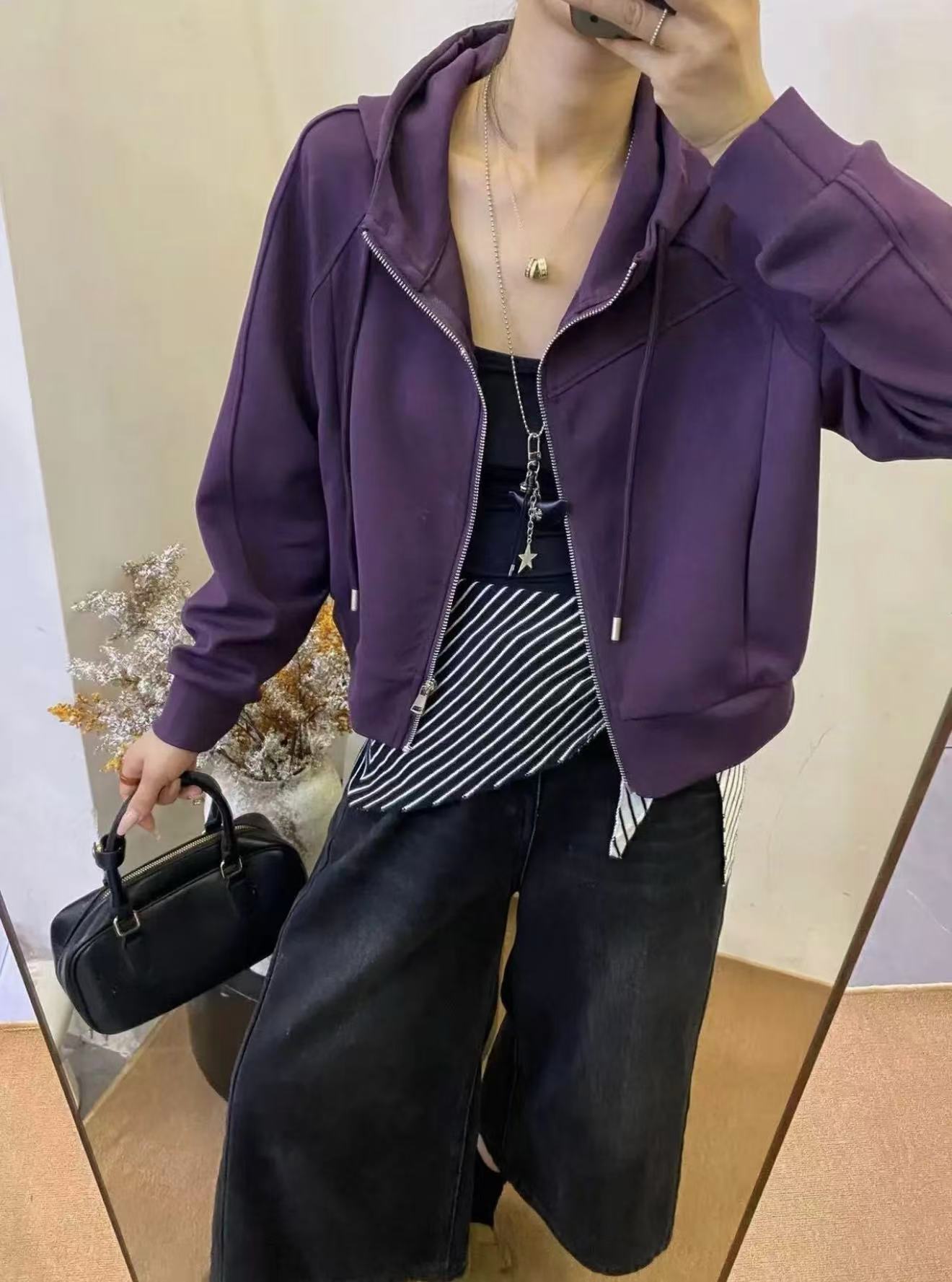 葡萄紫 显白卫衣外套#22019