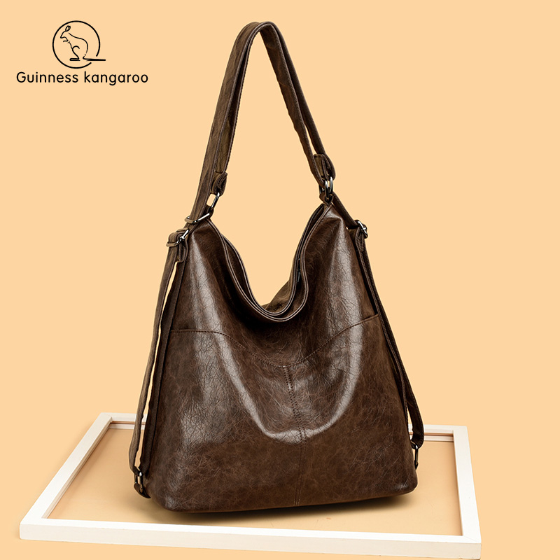 吉尼斯袋鼠女包单肩双肩托特包包女2025新款软皮通勤中年妈妈包