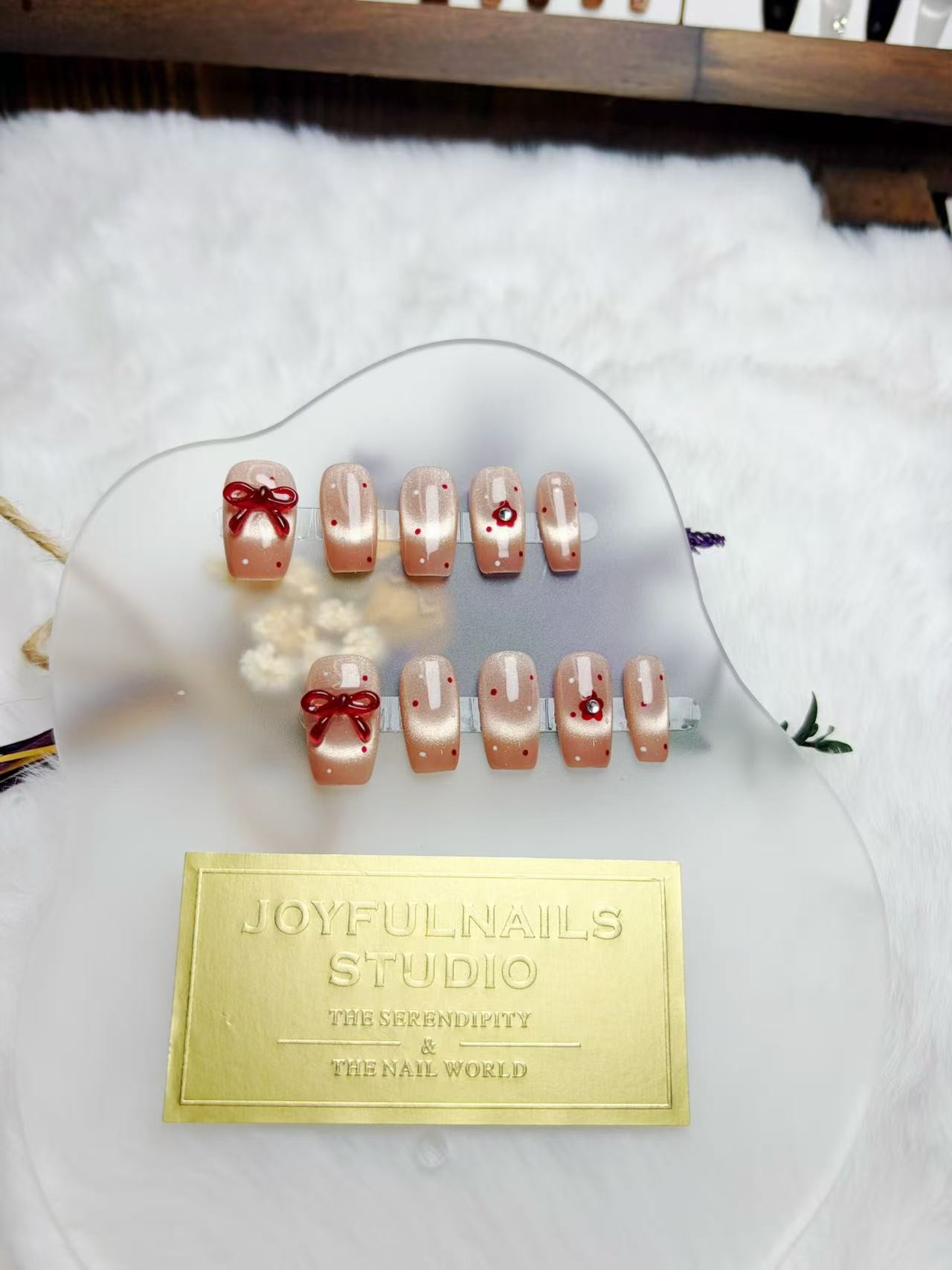 亮晶猫眼手工穿戴甲美甲腮红渐变显白气质温柔渐变粉美甲贴