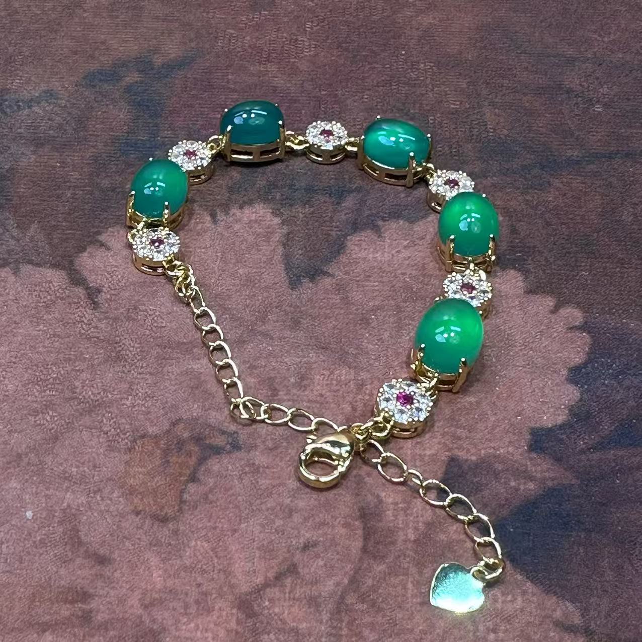 W11-天然 高端 大气 时尚 手链 绿玉髓