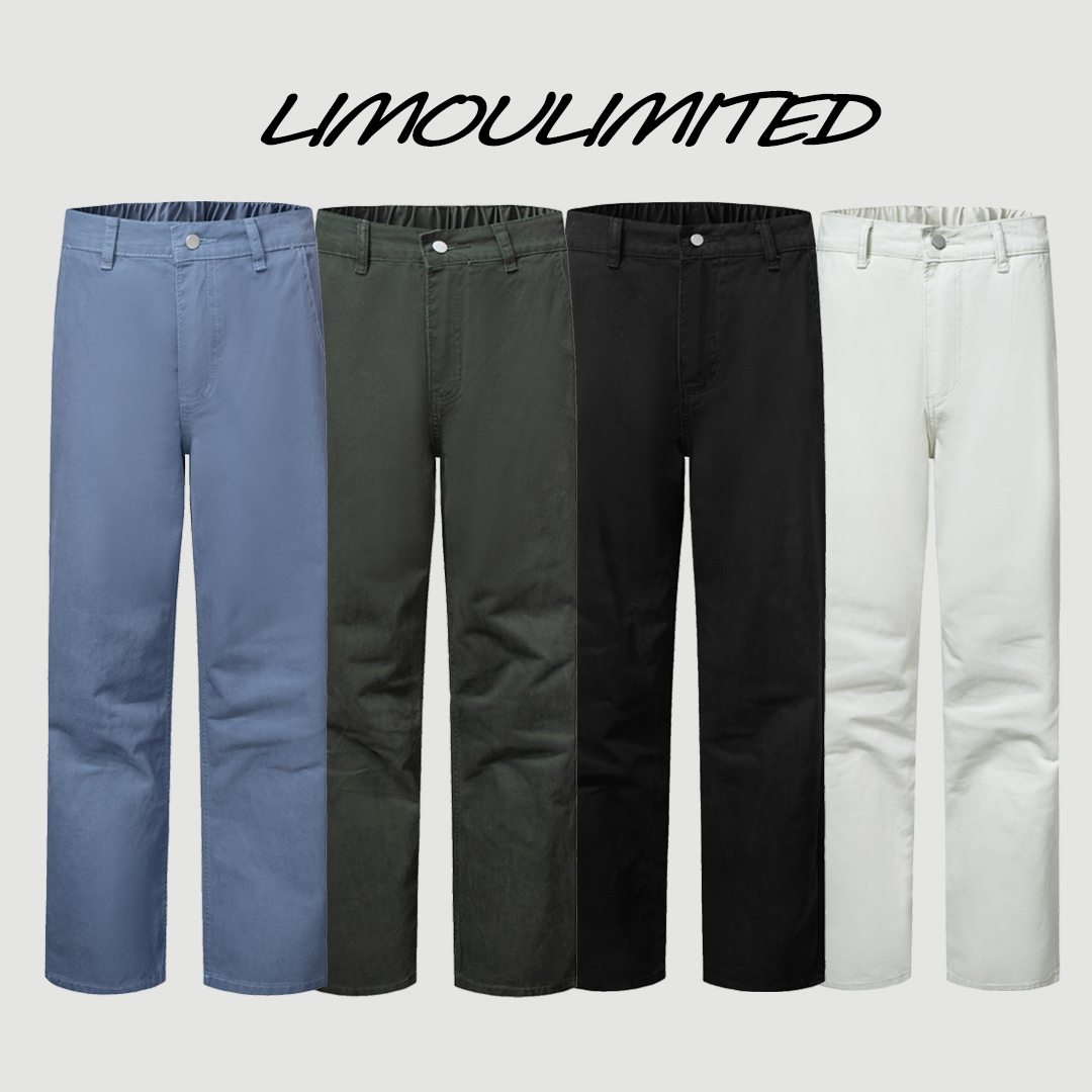 秋季阿苏特染美式复古水洗直筒裤半松紧腰法工蓝工装裤长裤男裤子