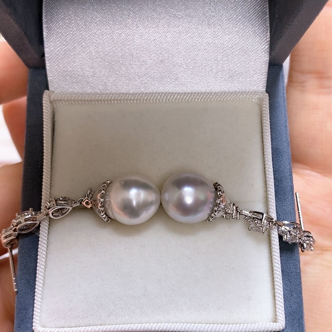 海水珍珠耳饰银S925镶嵌