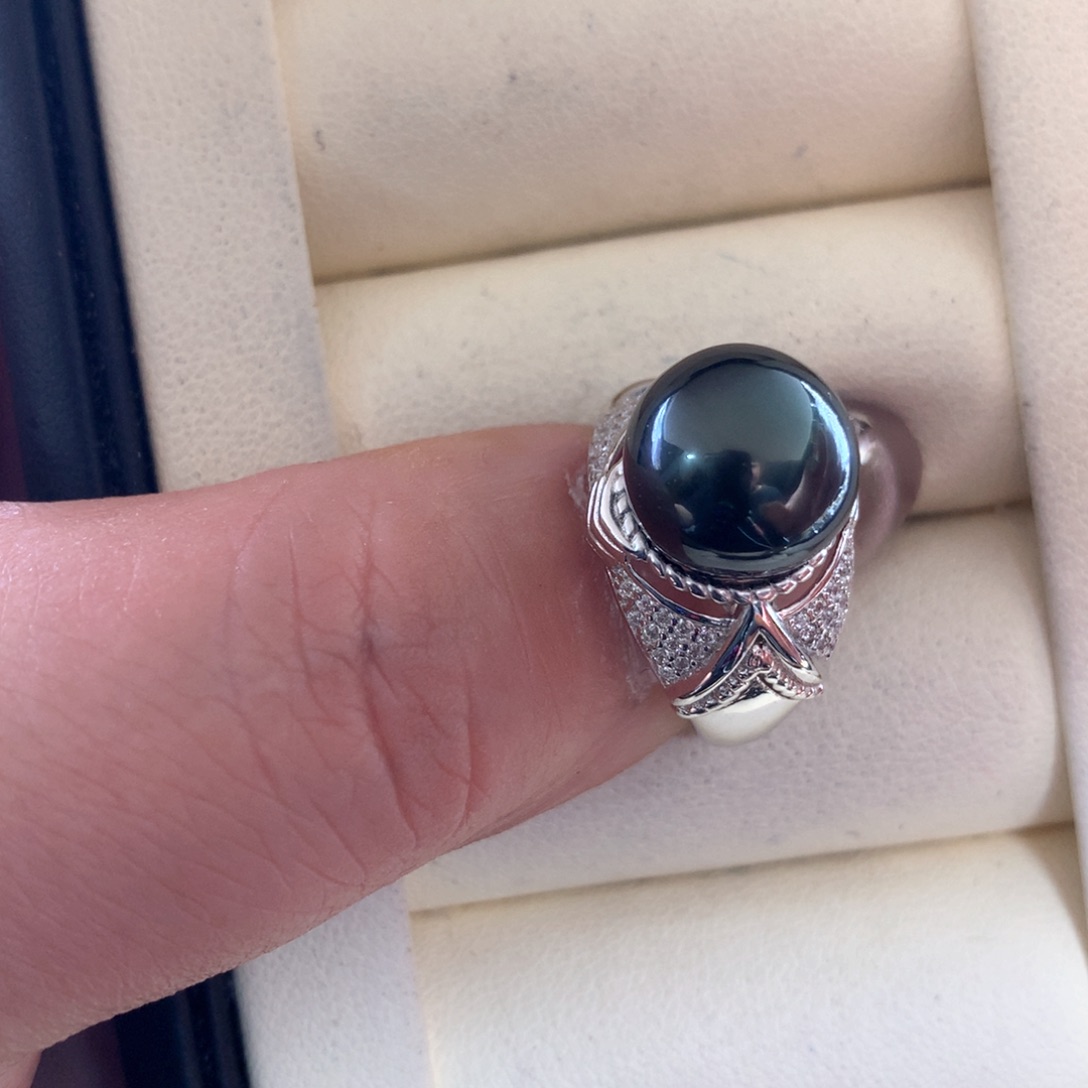 海水珍珠戒指银S925镶嵌