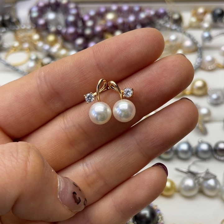 海水珍珠耳饰银S925镶嵌