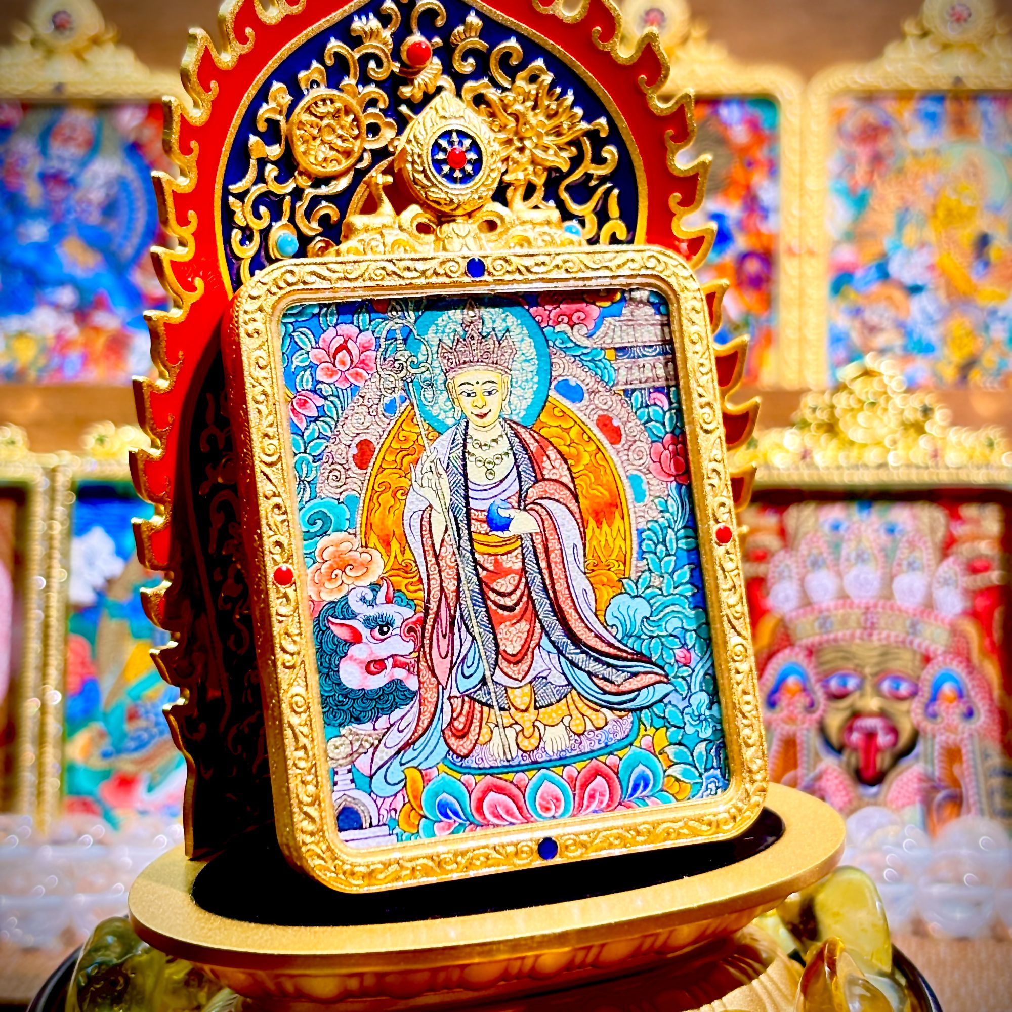 地藏菩萨唐卡 热贡 铜镀金壳子 带绘画过程