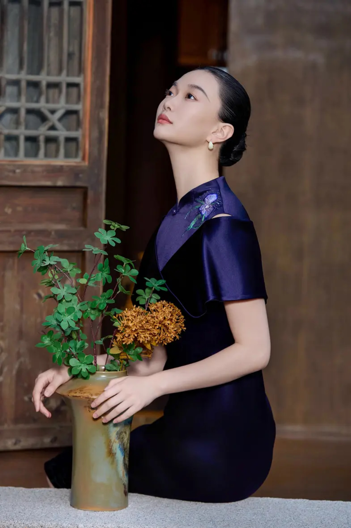 170167朱紫榆旗袍喜婆婆喜妈妈婚宴礼服敬酒服日常装气质新中式