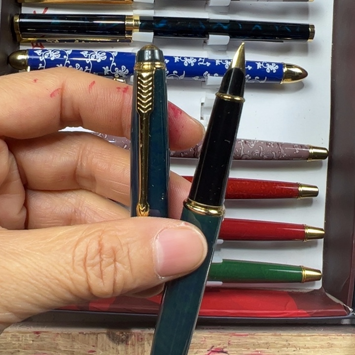 便携式156全铜半明尖兰色带盒子