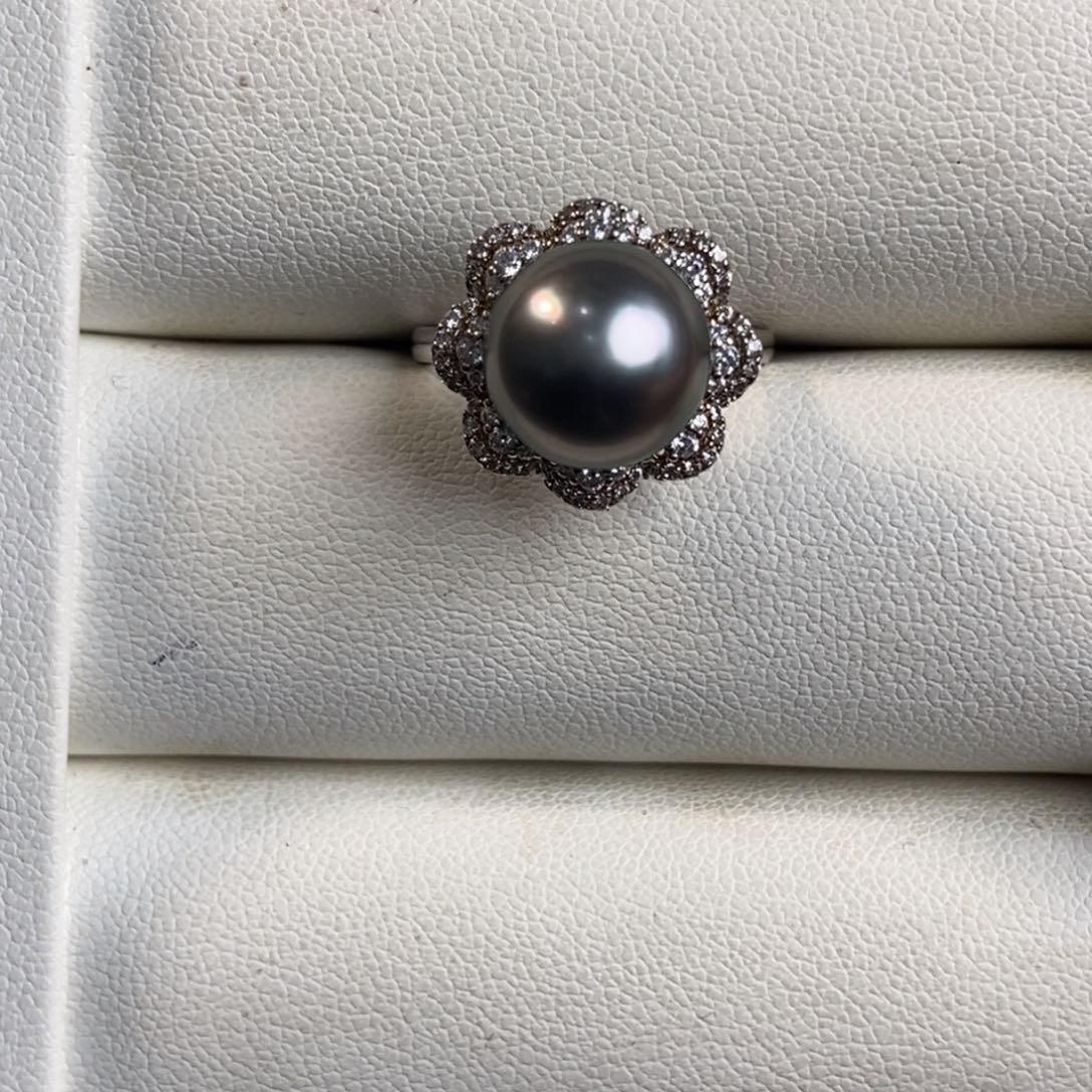 海水珍珠戒圈银S925镶嵌